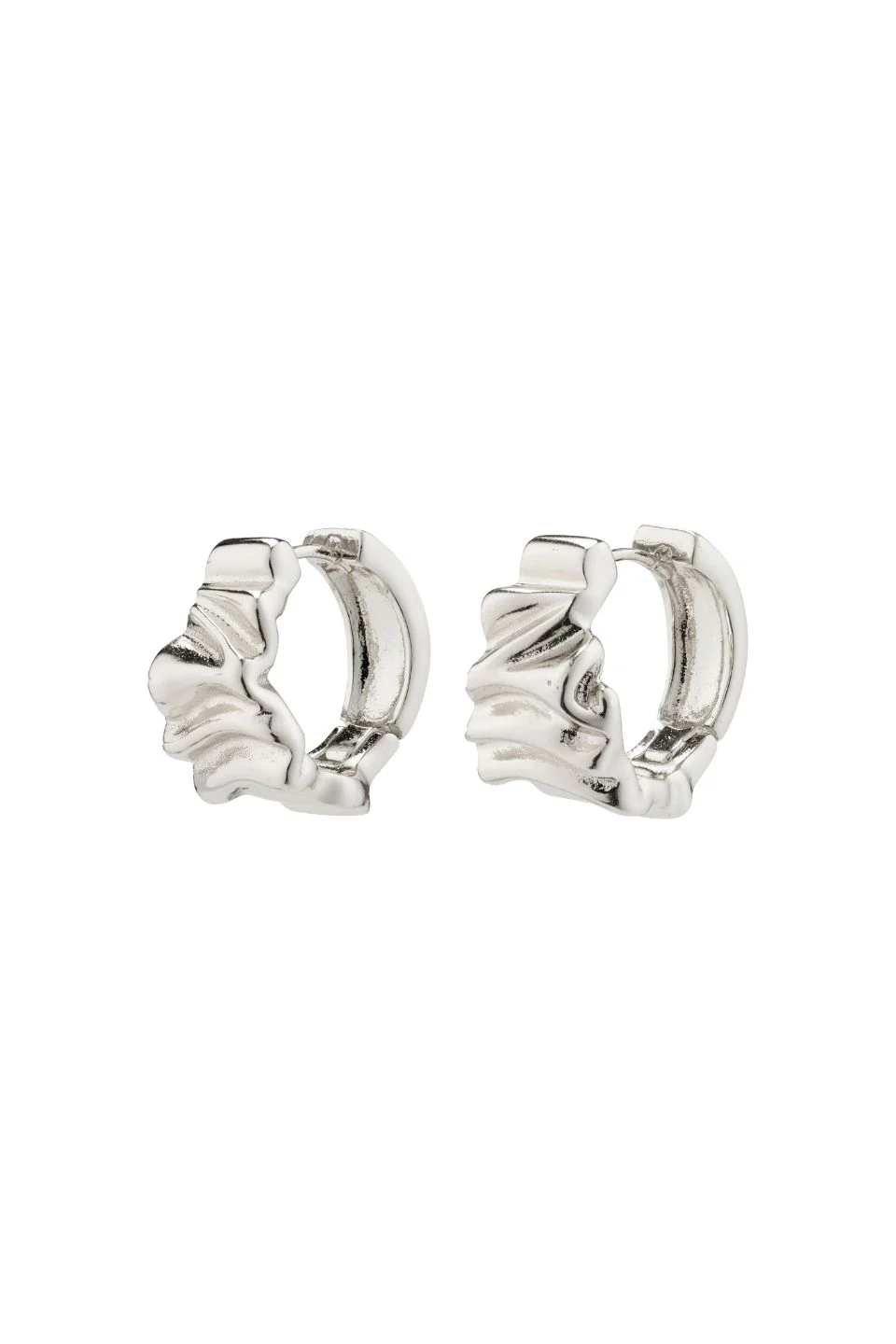 Willpower Wavy EOL Recycled Silver Plated Huggie Hoop Earrings - Image 2