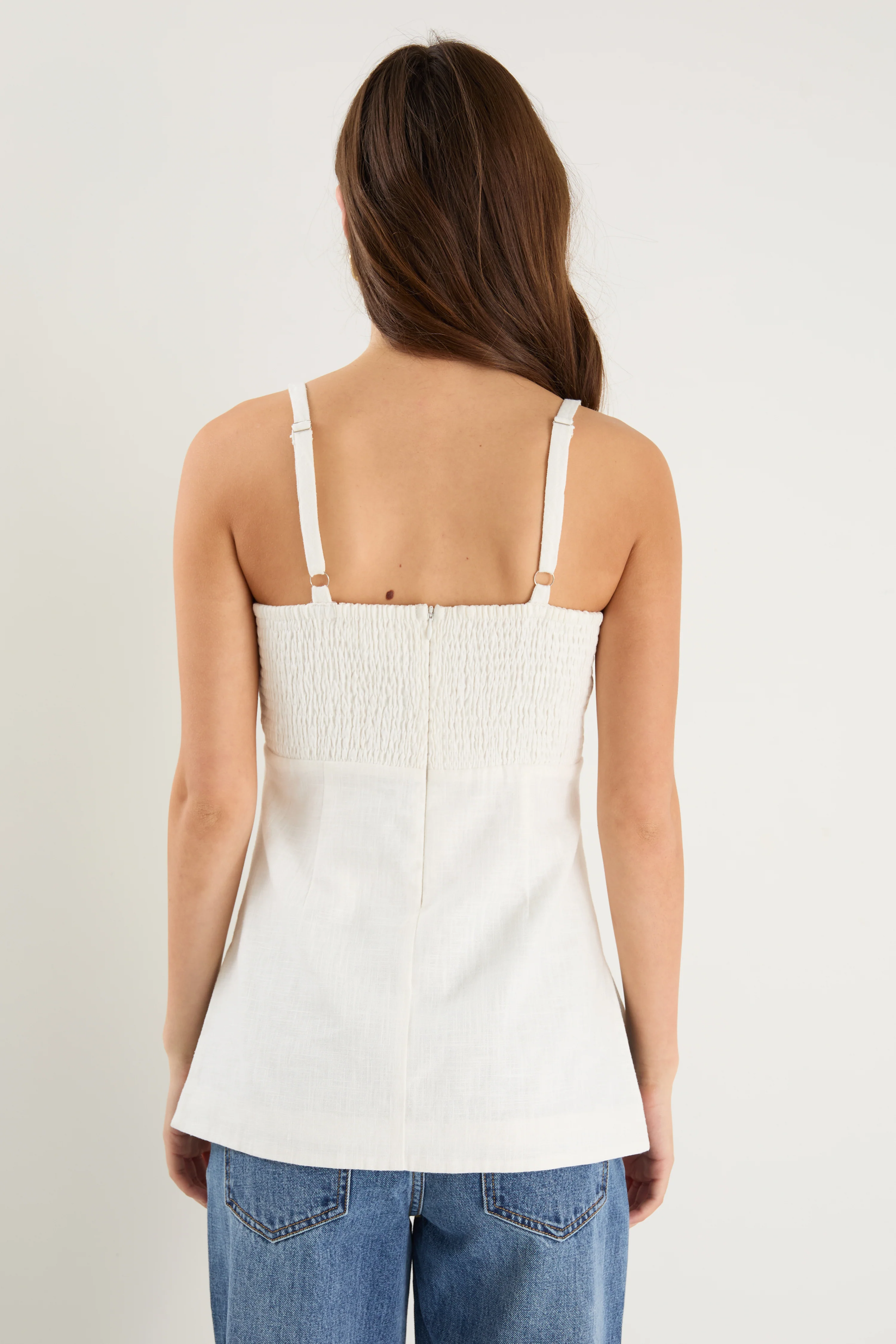 Worship Ivory Ramie Mock Button Vest - Image 4