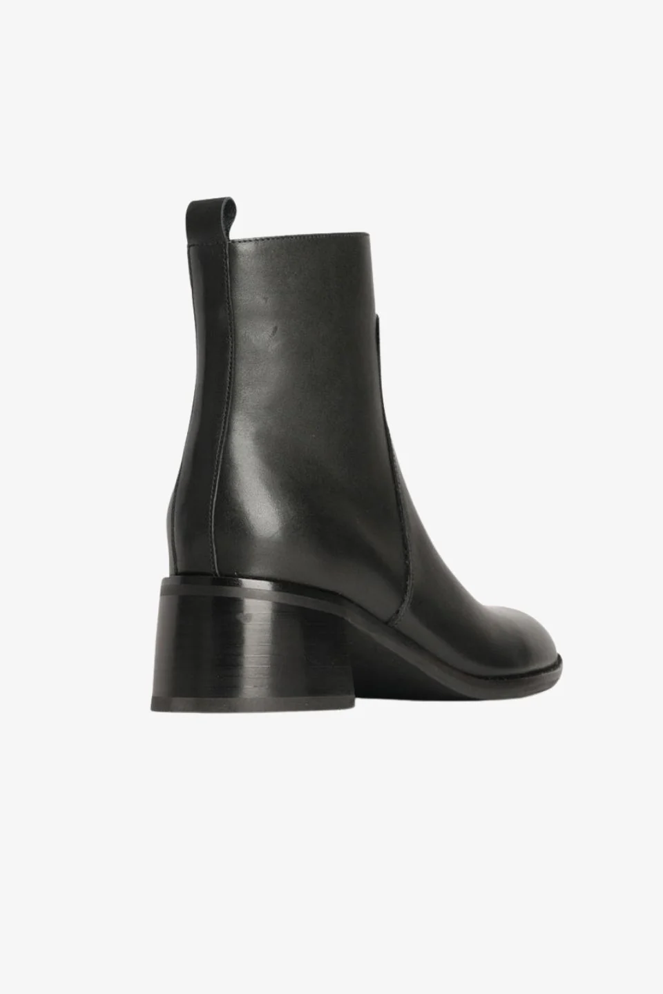 Wyona Black Ankle Mid Heel Leather Boot - Image 3