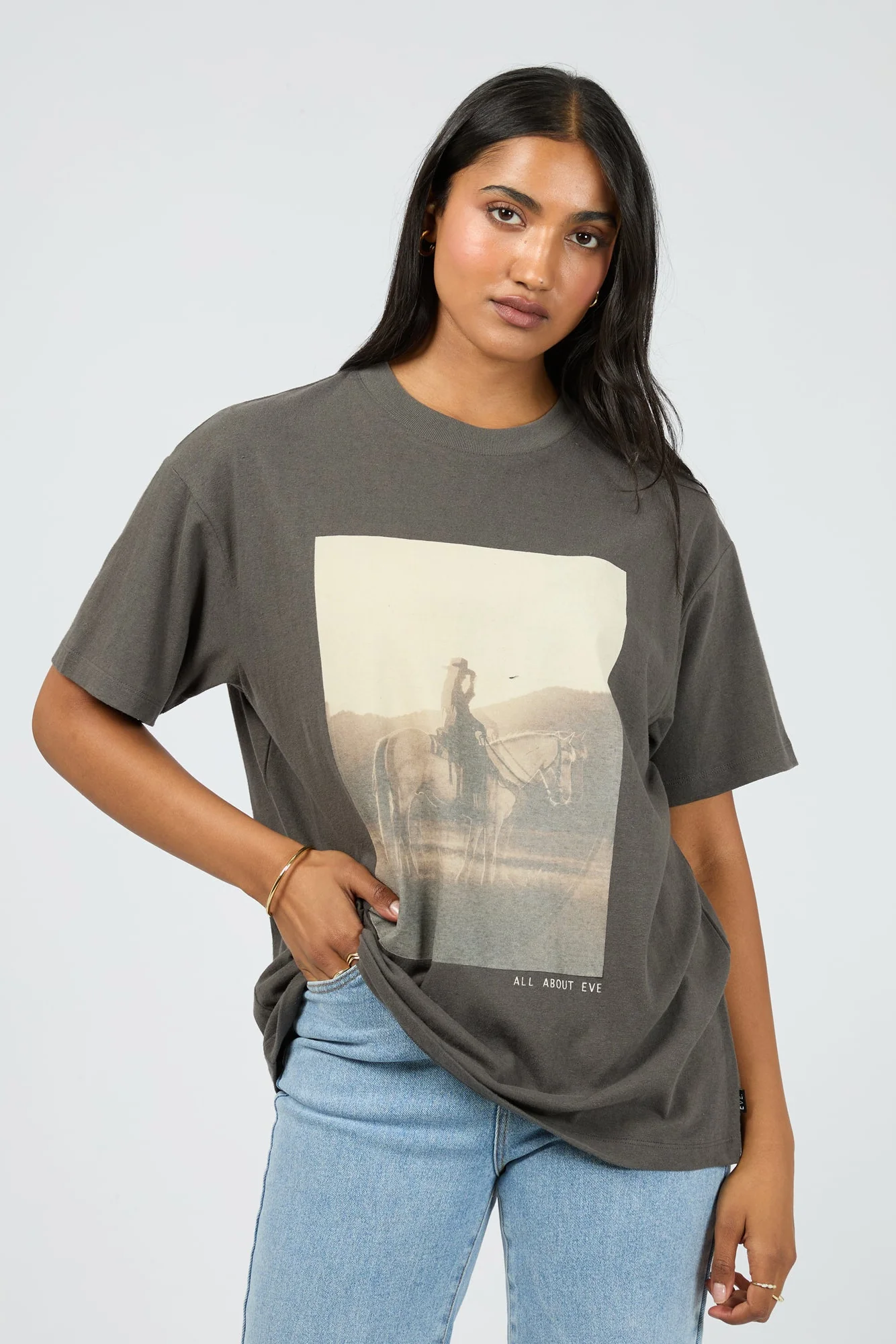 Yellowstone Charcoal Digital Print Relaxed Tee