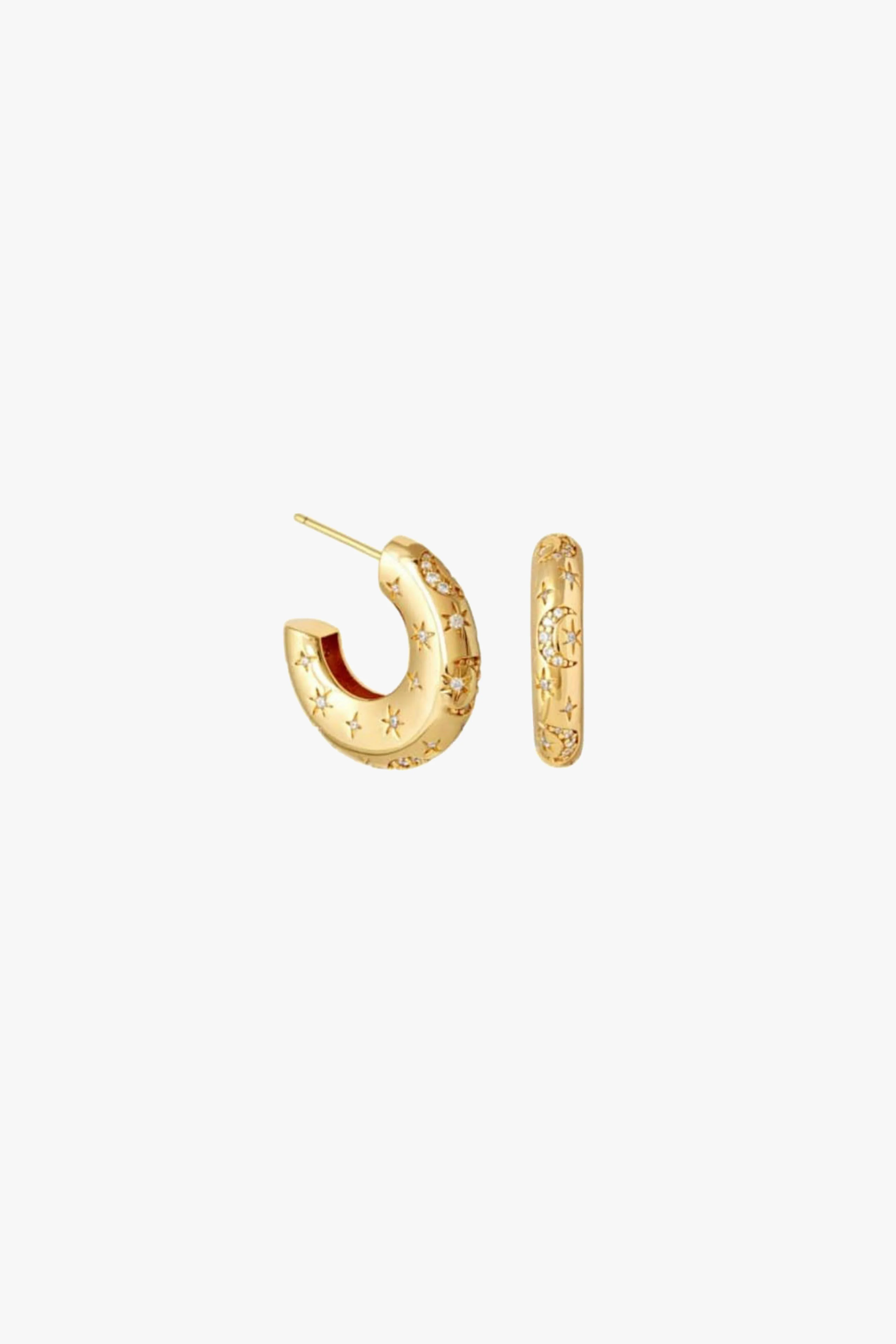 You Are The Moon + Stars EOL Gold Hoop Earrings
