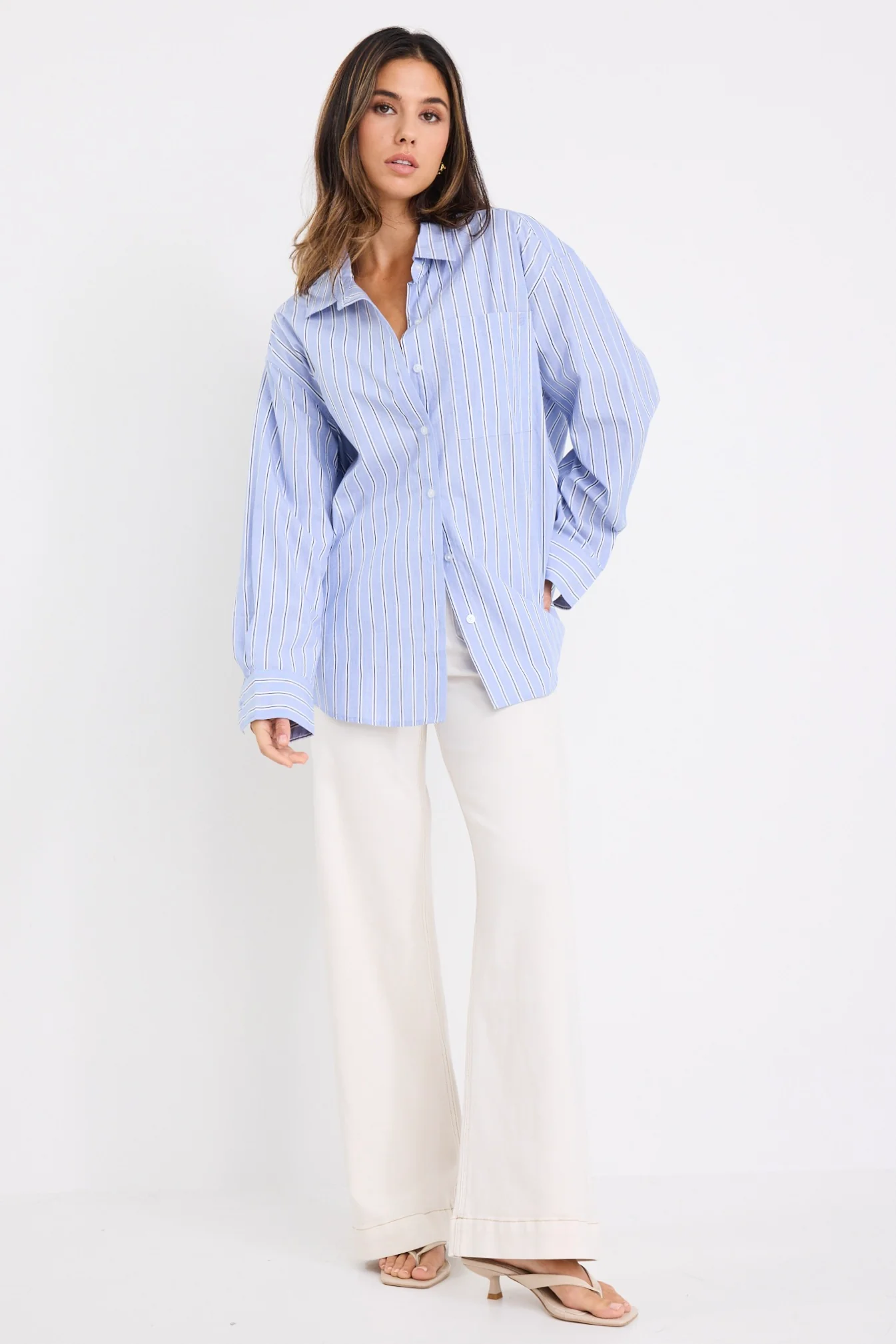 You Got This Blue Navy Stripe Oversized Boyfriend Shirt - Image 4