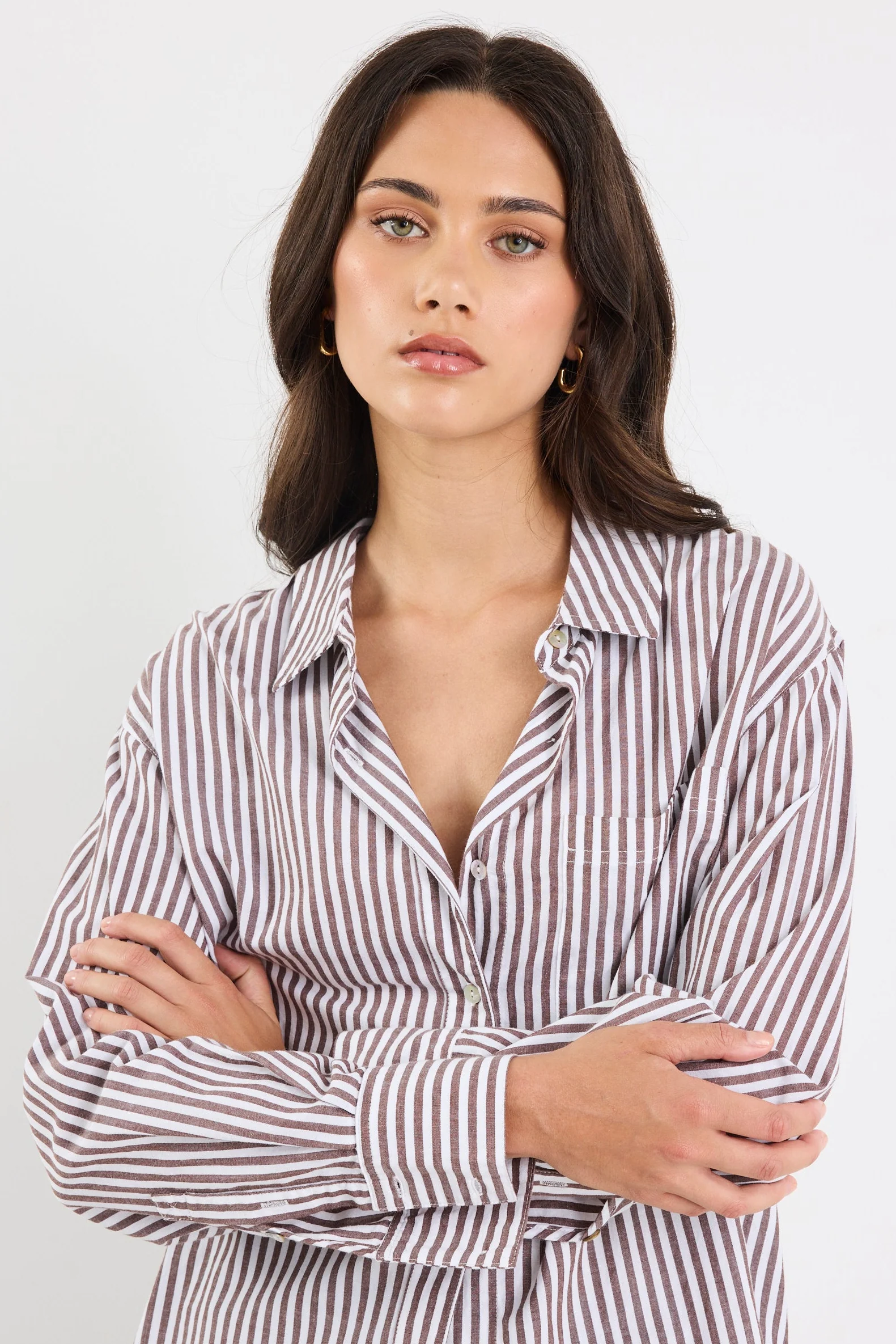 You Got This Chocolate Stripe Oversized Shirt - Image 6