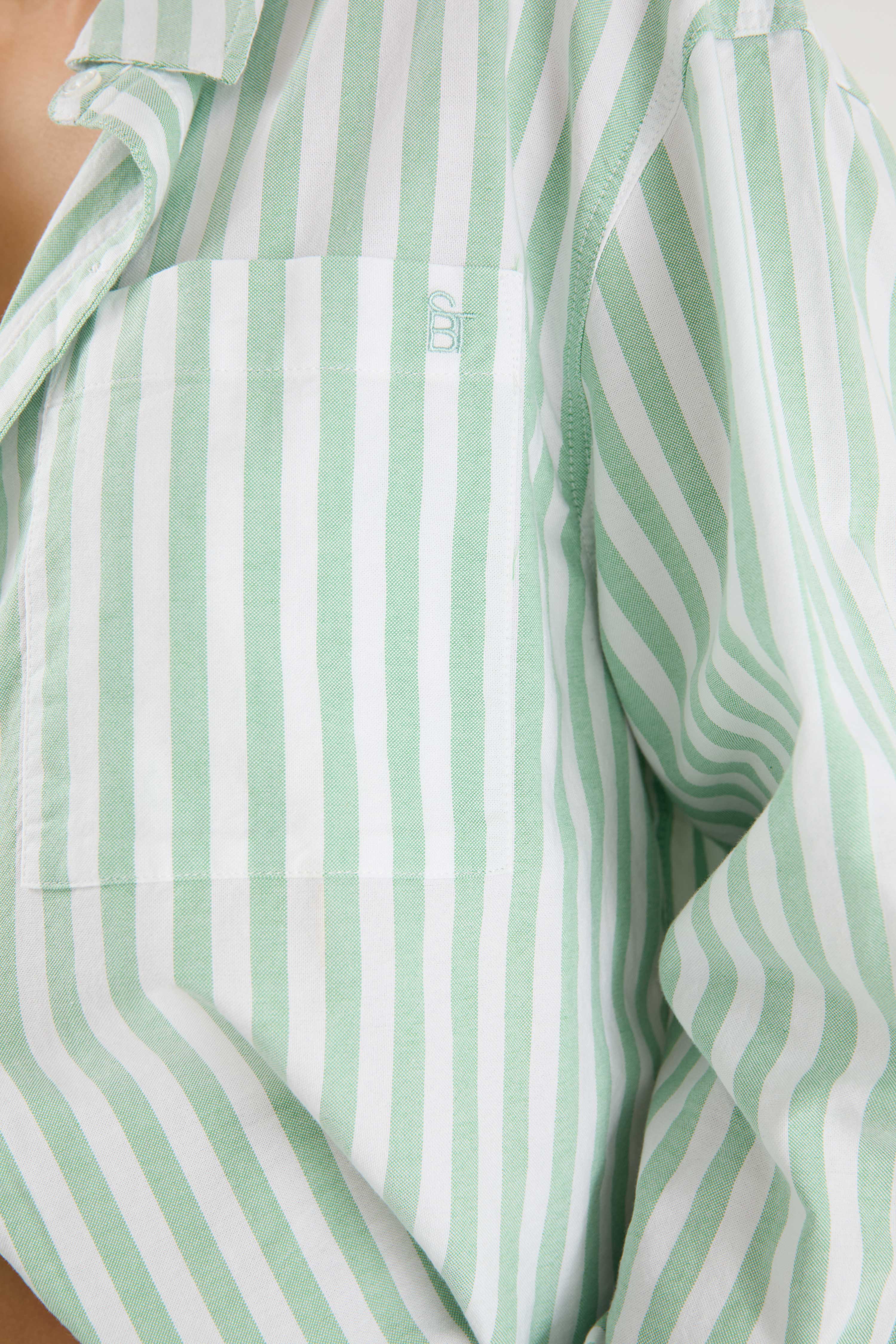 You Got This Green Wide Stripe Oversized Boyfriend Shirt - Image 4