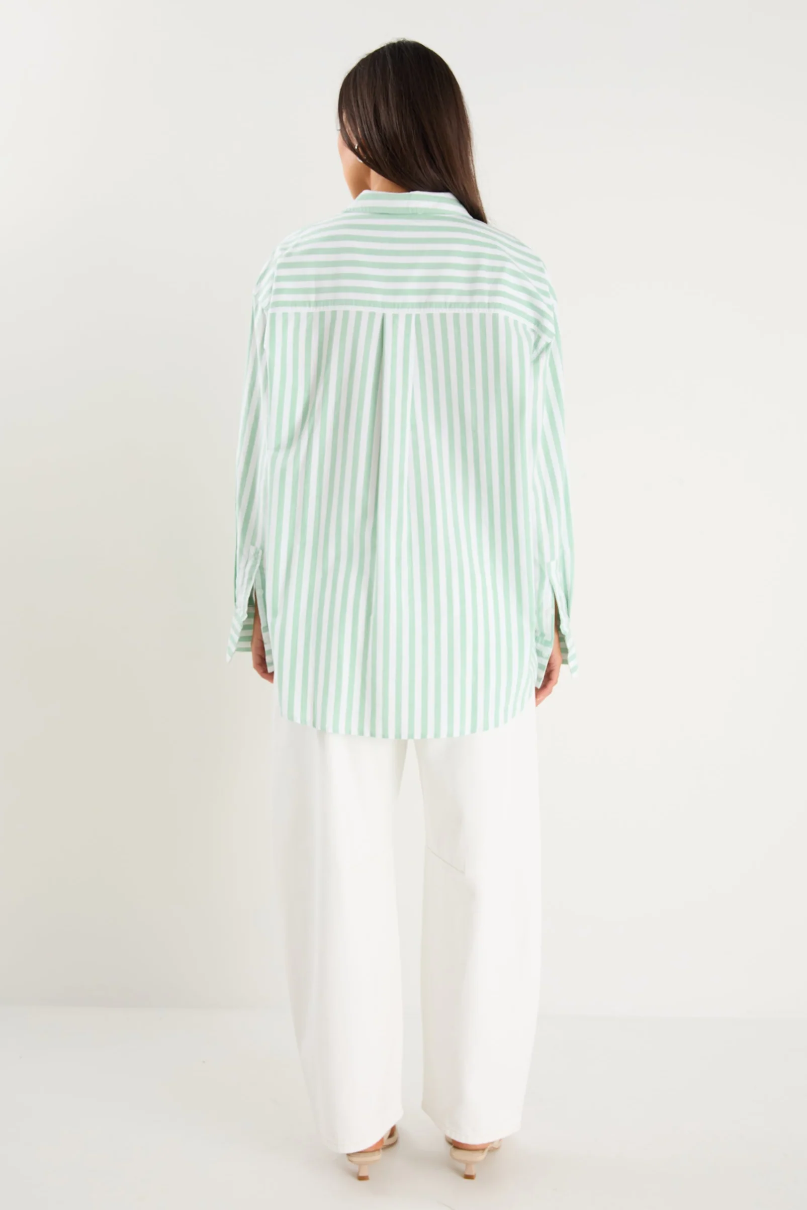 You Got This Green Wide Stripe Oversized Boyfriend Shirt - Image 5
