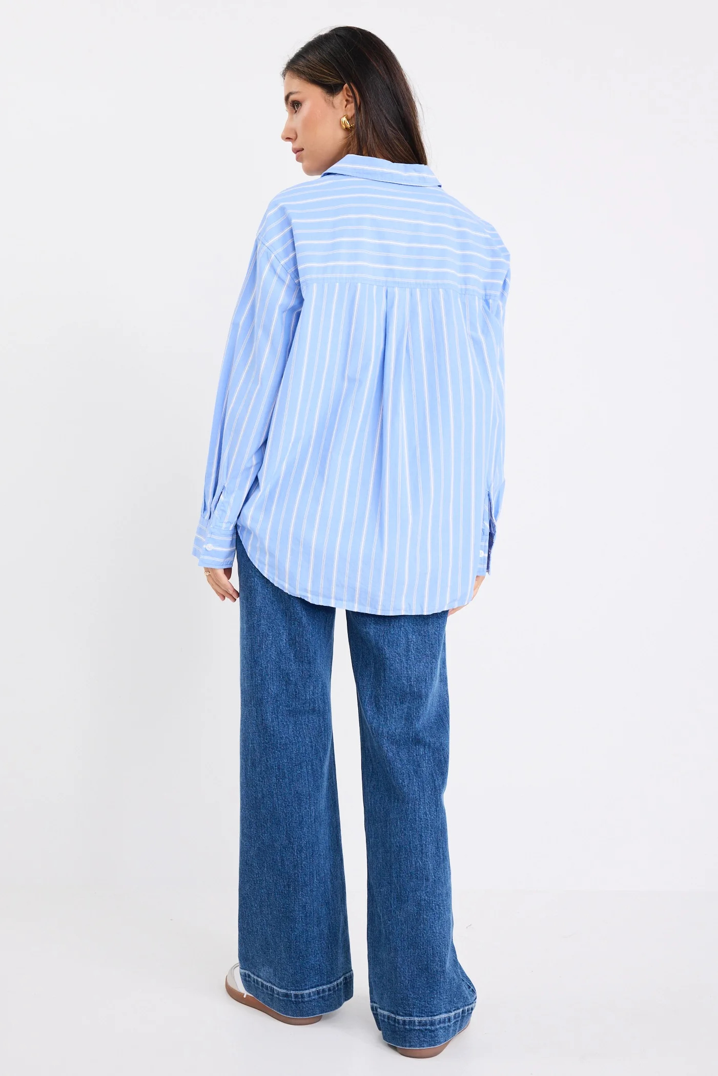 You Got This Mid Blue White Stripe Oversized Boyfriend Shirt - Image 6
