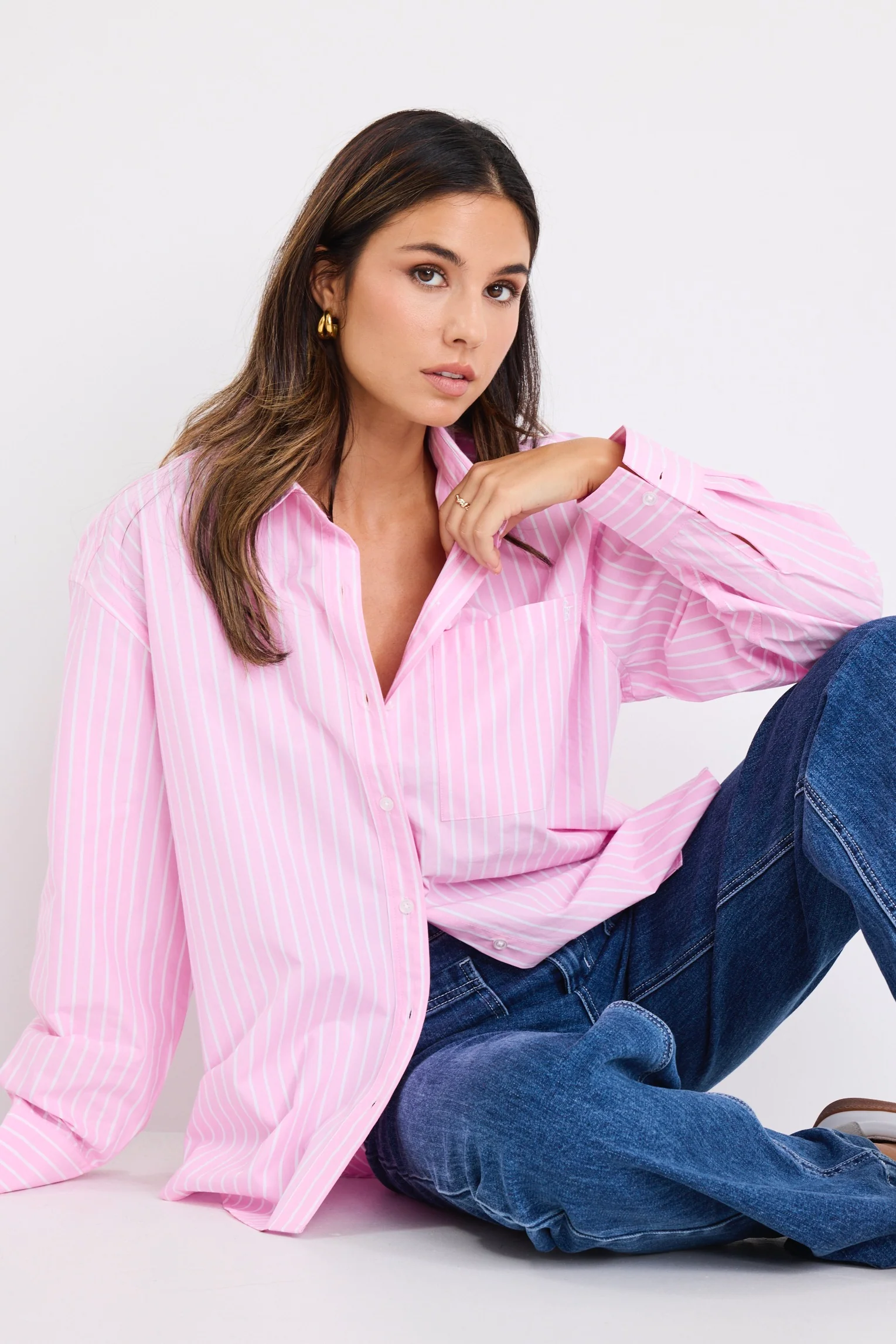 You Got This Pink Stripe Oversized Boyfriend Shirt - Image 4