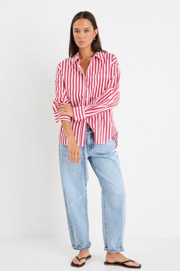 You Got This Red Stripe Oversized Shirt - Image 3