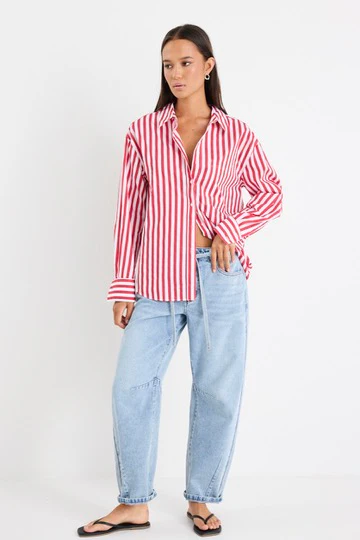 You Got This Red Stripe Oversized Shirt - Image 5