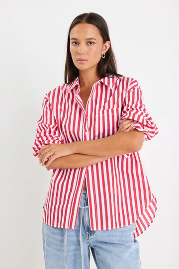 You Got This Red Stripe Oversized Shirt - Image 6