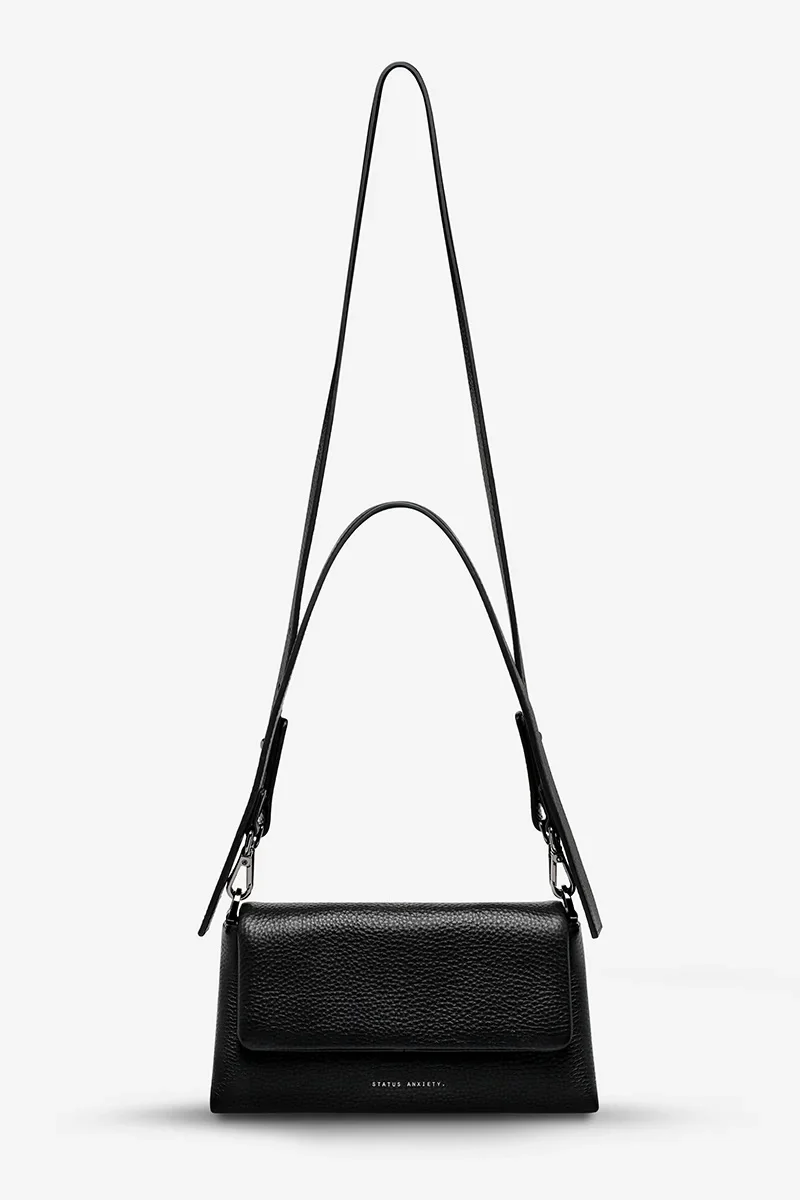 Zenith Black Leather Dual Strap Shoulder Bag - Image 5