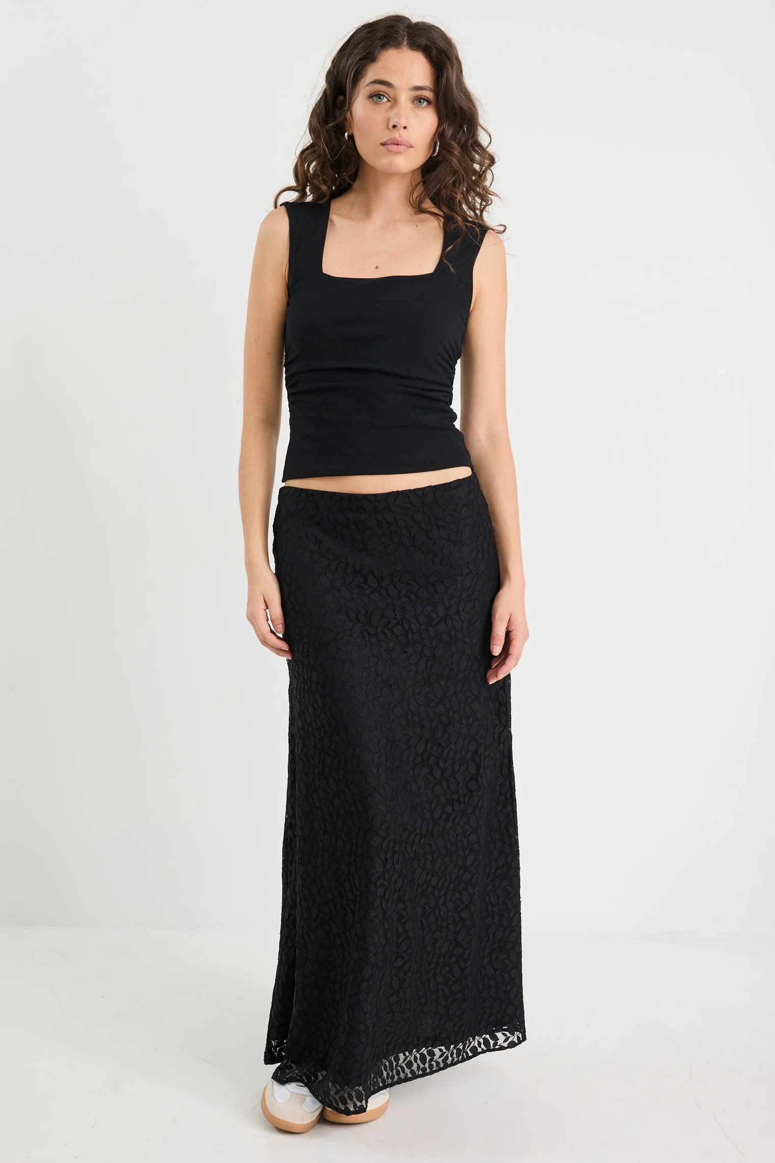 Zeus Black Lace Bias Maxi Skirt