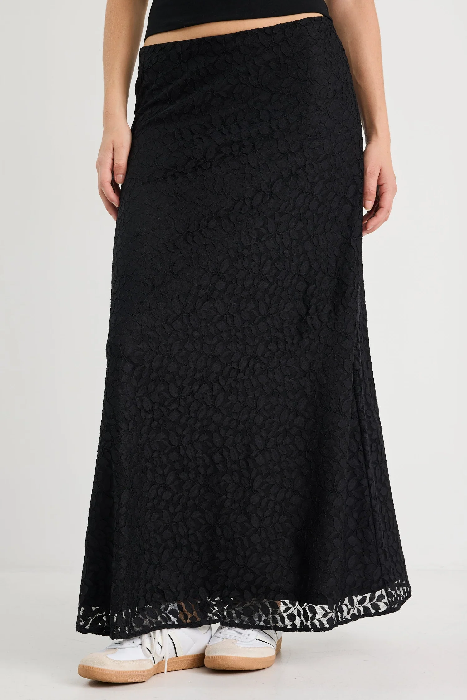 Zeus Black Lace Bias Maxi Skirt - Image 4