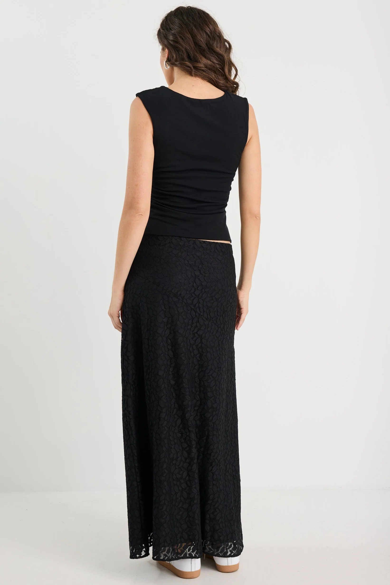 Zeus Black Lace Bias Maxi Skirt - Image 5
