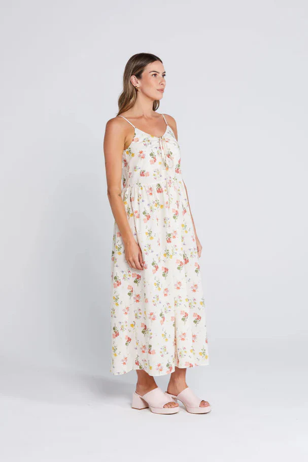 Zinnia Summer Haven Cream Floral Strappy Midi Dress - Image 5