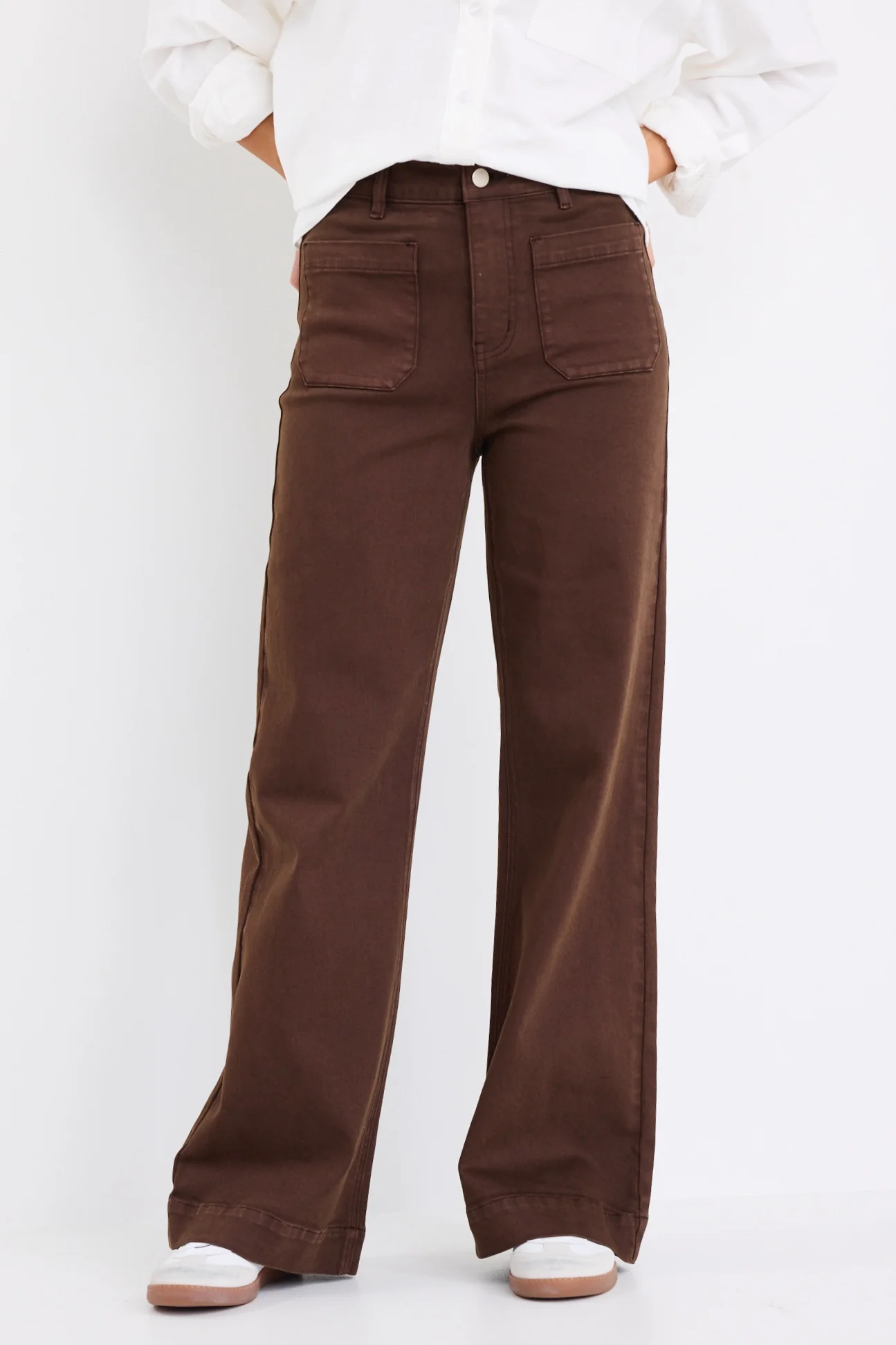 Zoey Chocolate High Rise Wide Leg Pocket Jean - Image 2