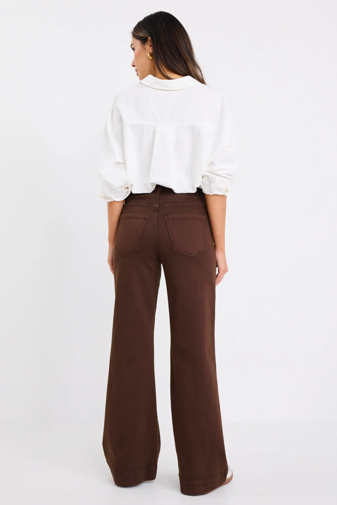 Zoey Chocolate High Rise Wide Leg Pocket Jean - Image 4