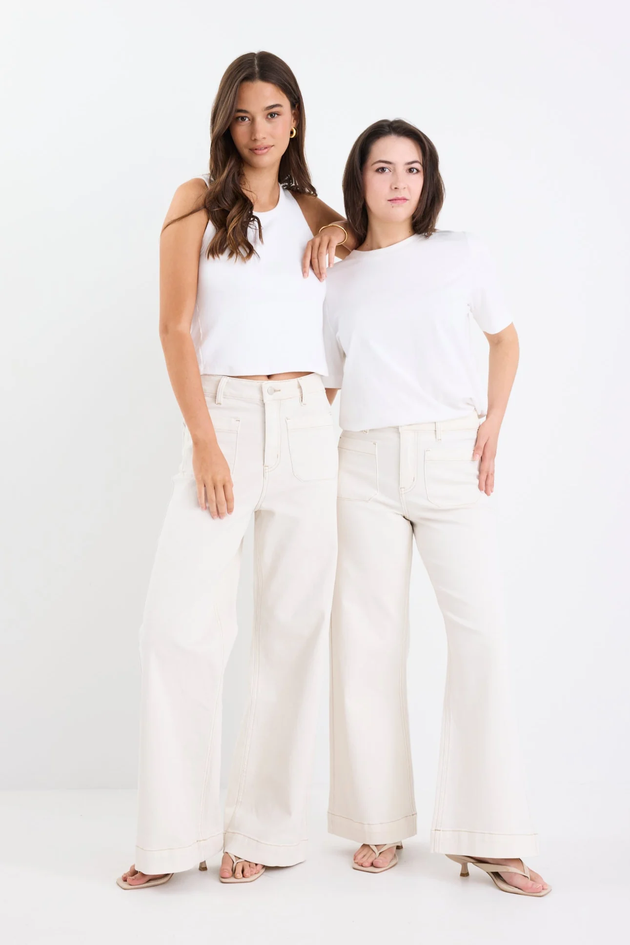 Zoey Ecru Petite High Rise Wide Leg Pocket Jean - Image 2
