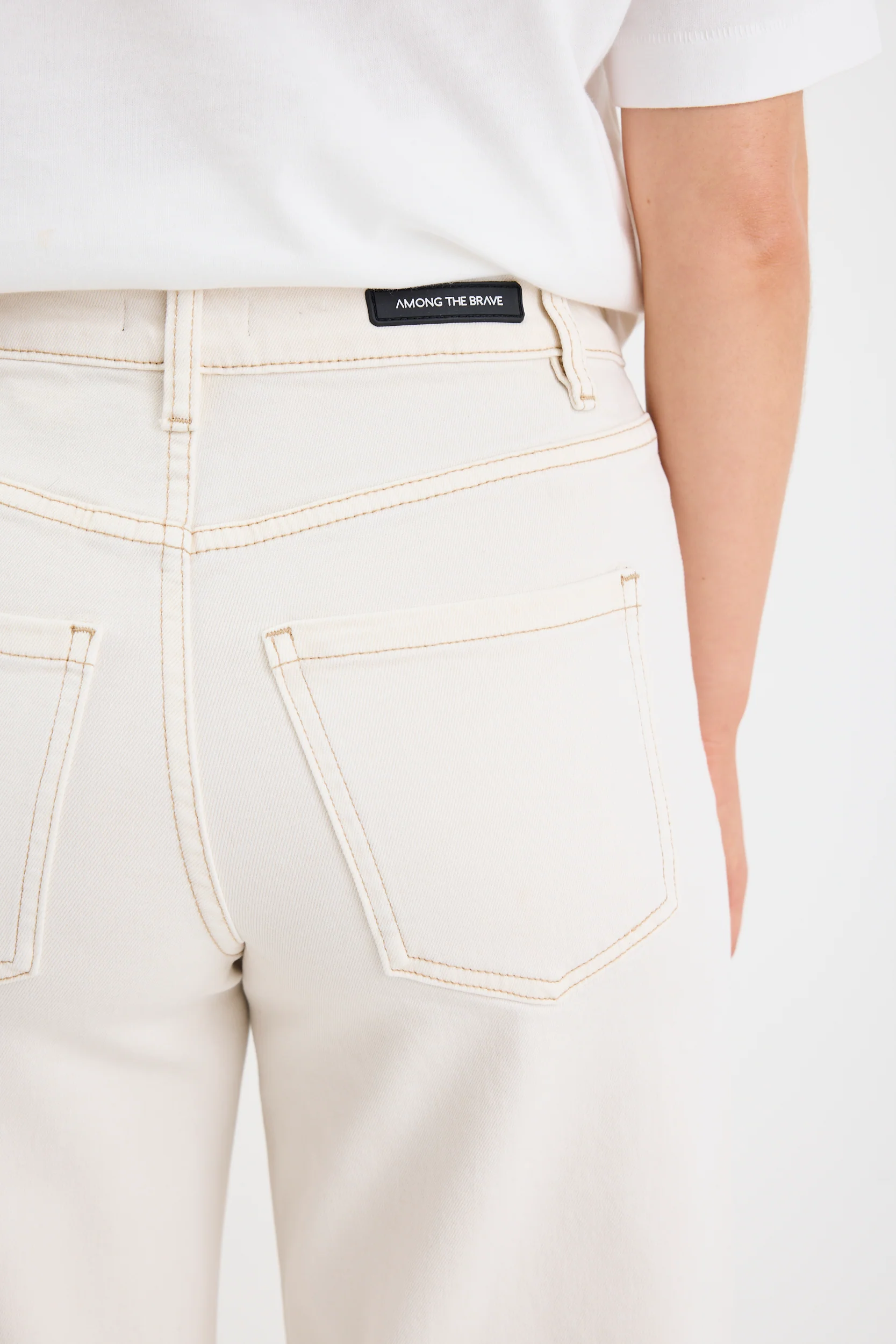 Zoey Ecru Petite High Rise Wide Leg Pocket Jean - Image 4