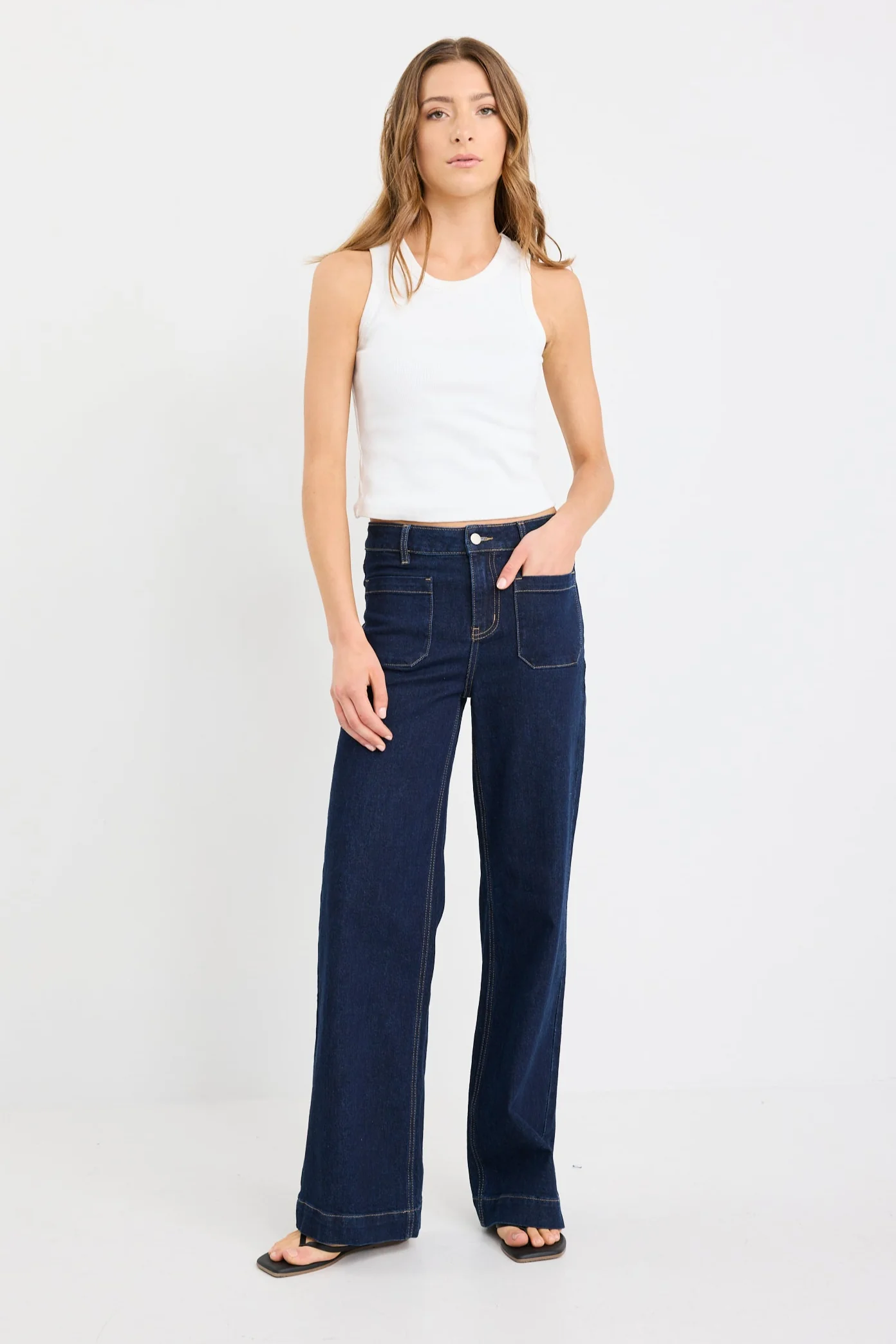 Zoey Indigo Tall High Rise Wide Leg Pocket Jean - Image 2