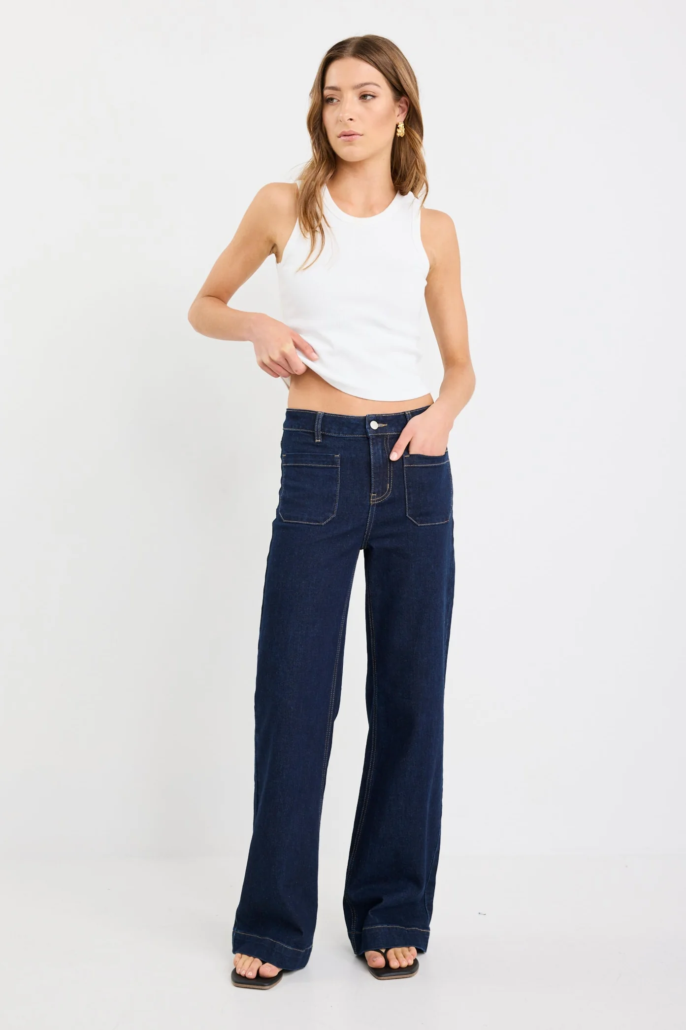 Zoey Indigo Tall High Rise Wide Leg Pocket Jean - Image 3