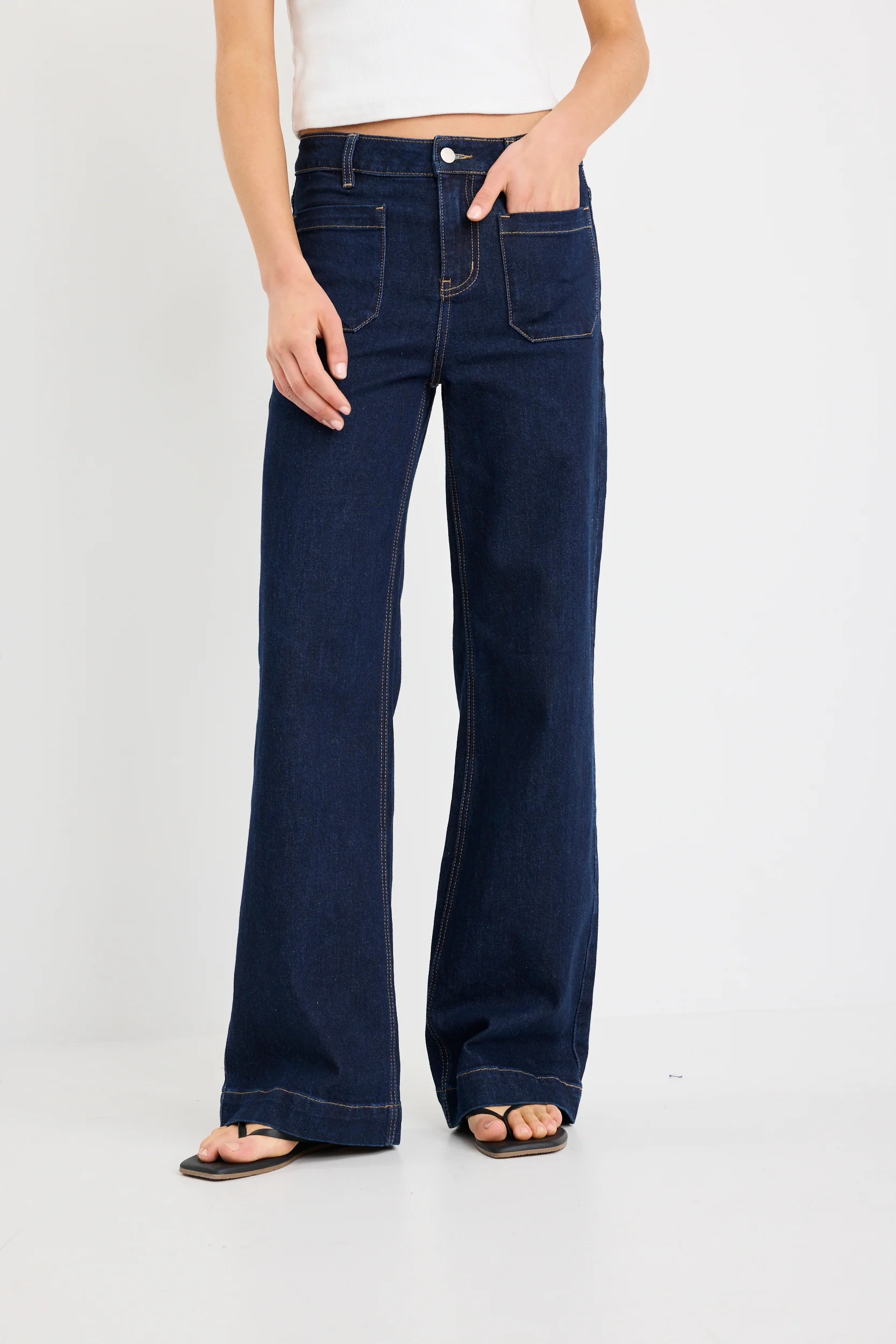 Zoey Indigo Tall High Rise Wide Leg Pocket Jean - Image 4