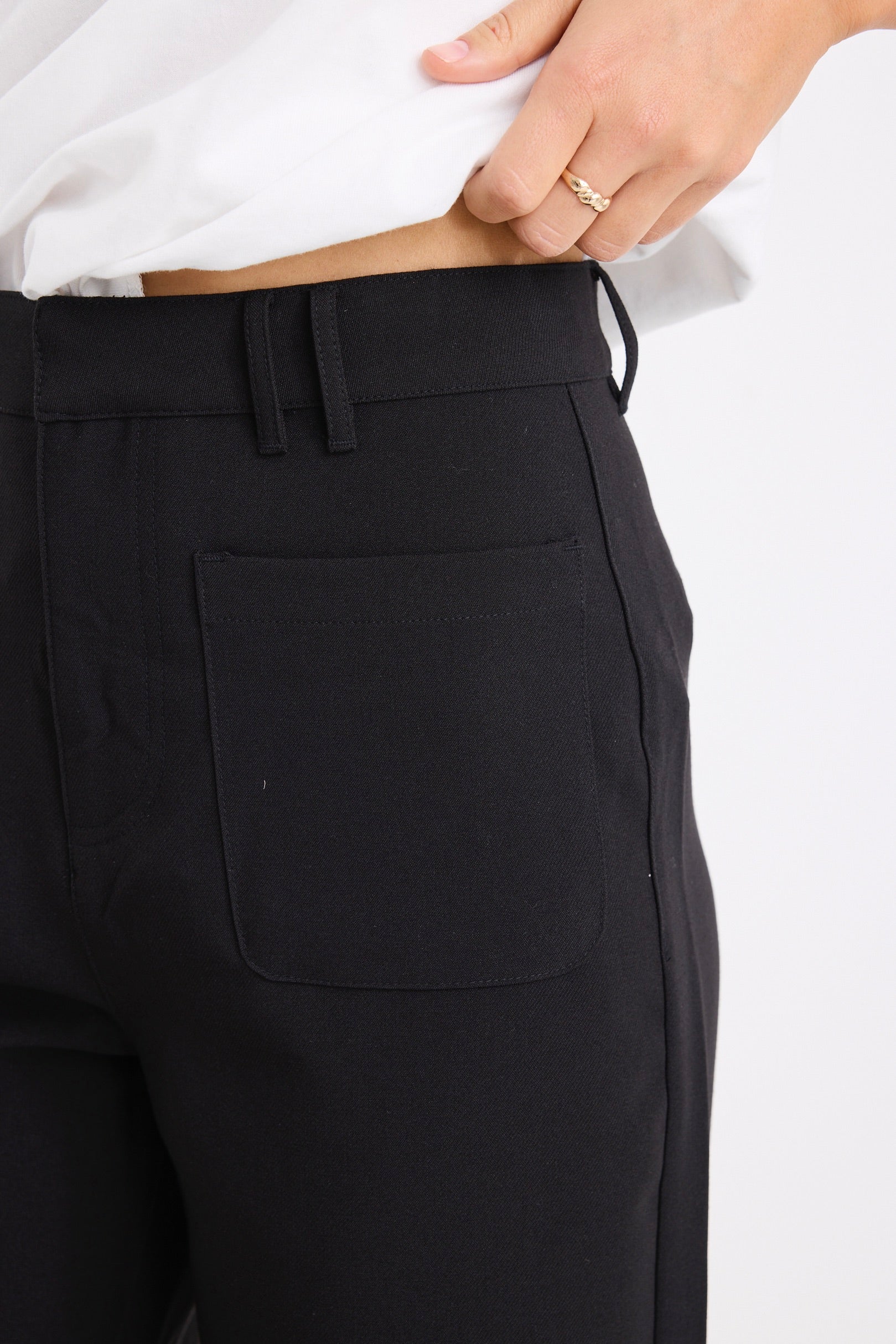 Zoey Black Tailored High Rise Wide Leg Pocket Pants - Image 4