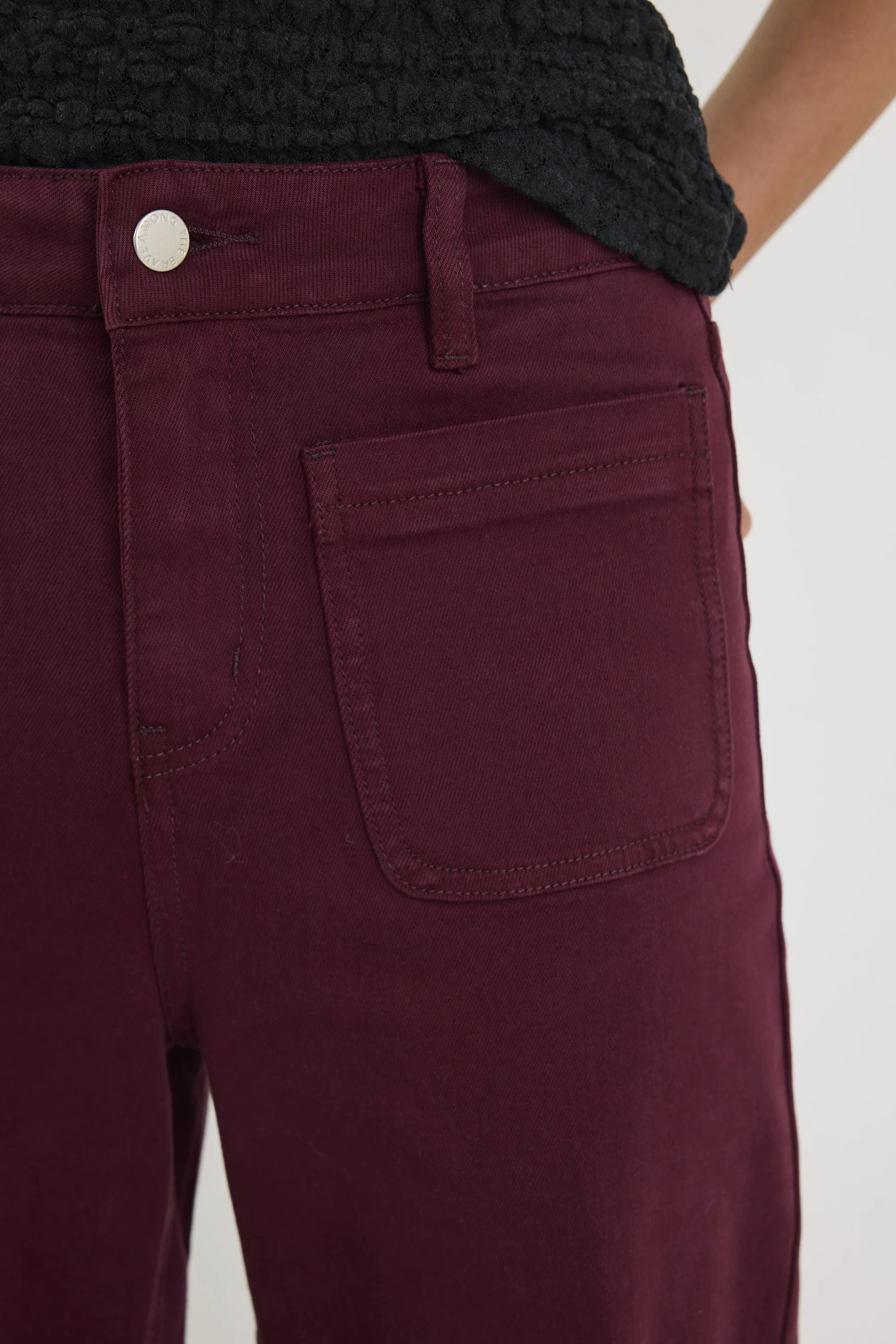 Zoey Burgundy Plum High Rise Wide Leg Pocket Jean - Image 5