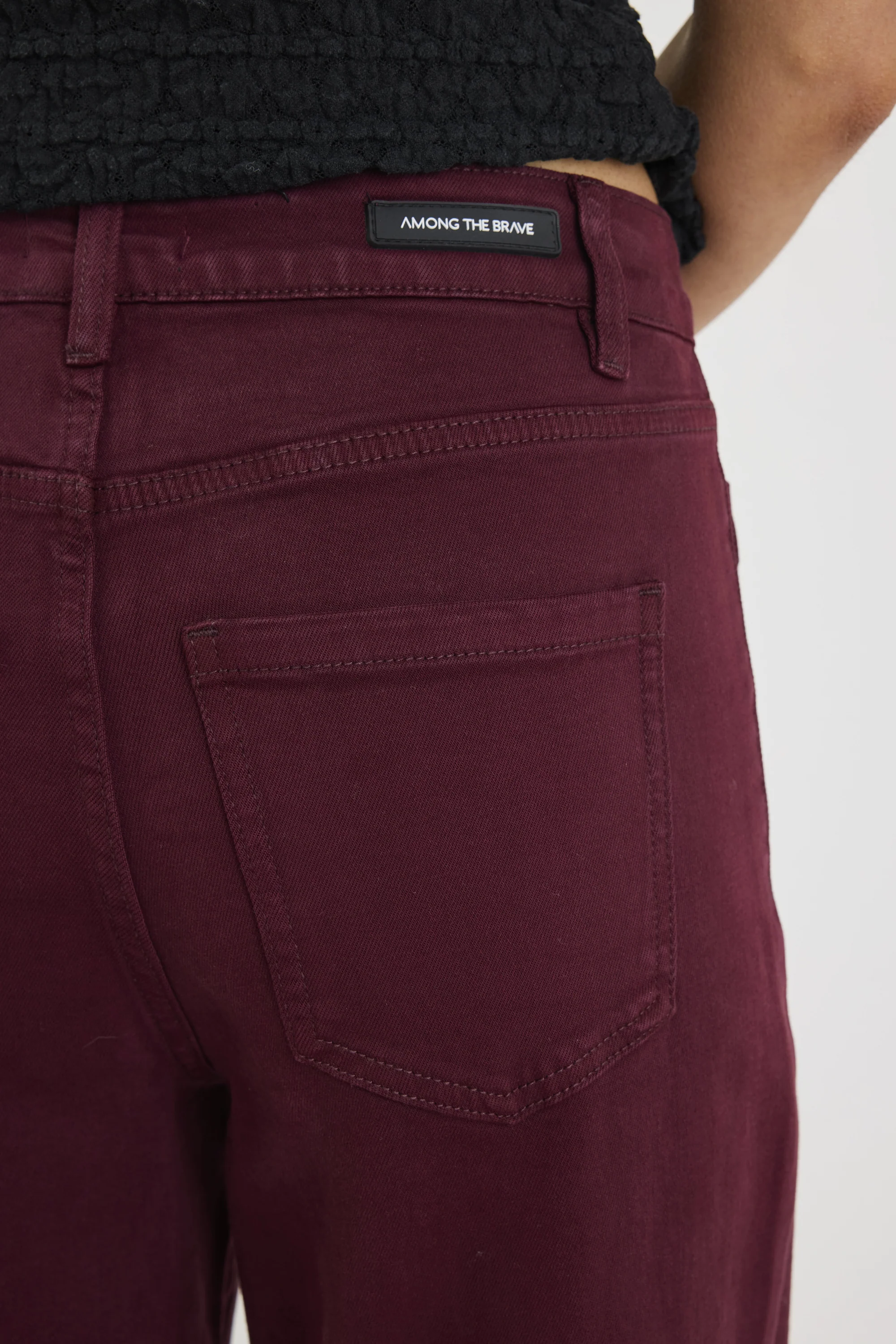 Zoey Burgundy Plum High Rise Wide Leg Pocket Jean - Image 6