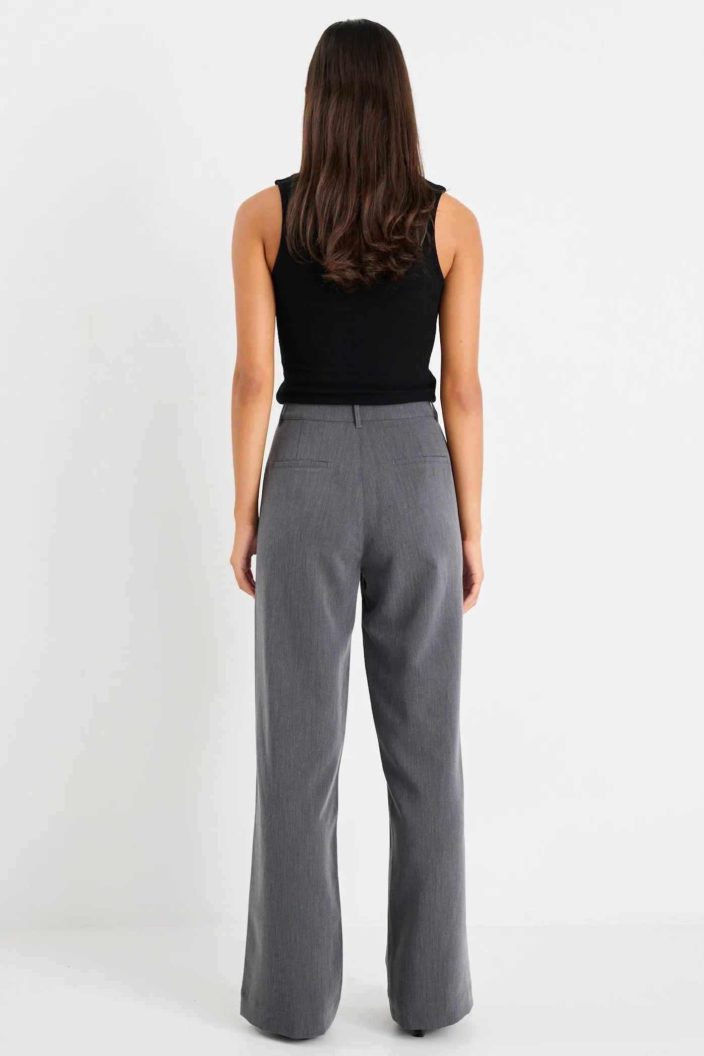 Zoey Charcoal Tailored High Rise Wide Leg Pocket Pants - Image 4