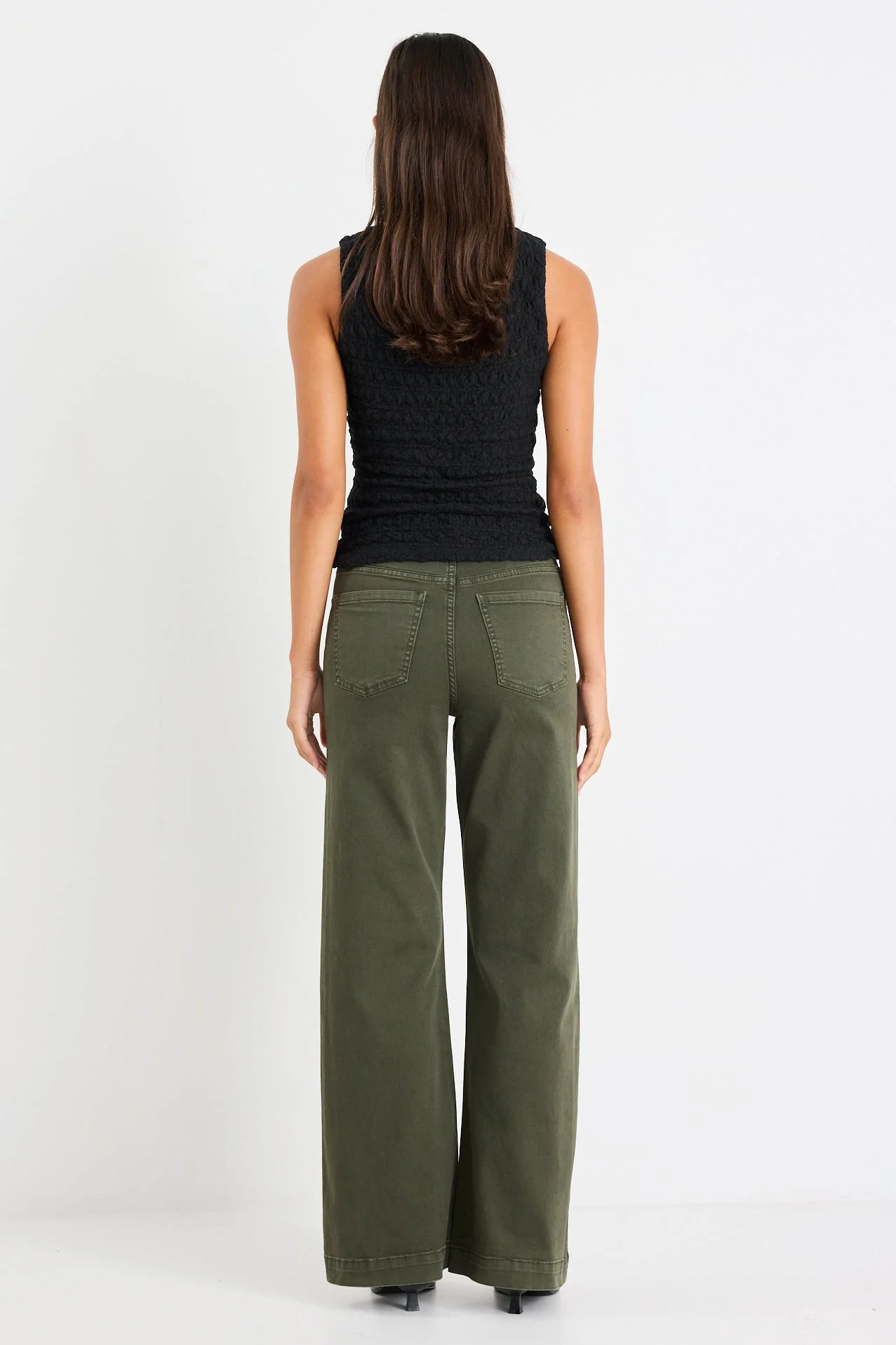 Zoey Dark Khaki High Rise Wide Leg Pocket Jean - Image 5