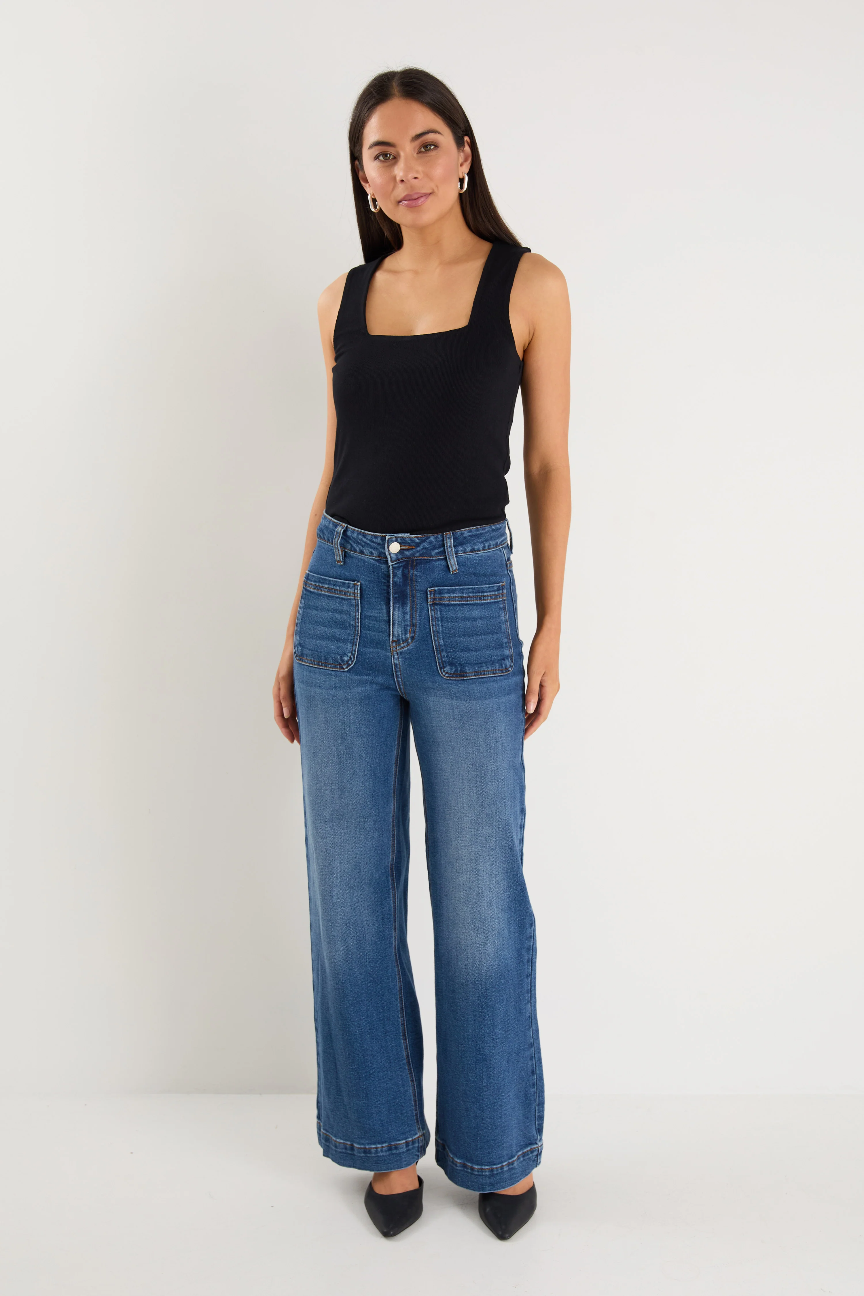 Zoey Marine Blue High Rise Wide Leg Pocket Jean - Image 4