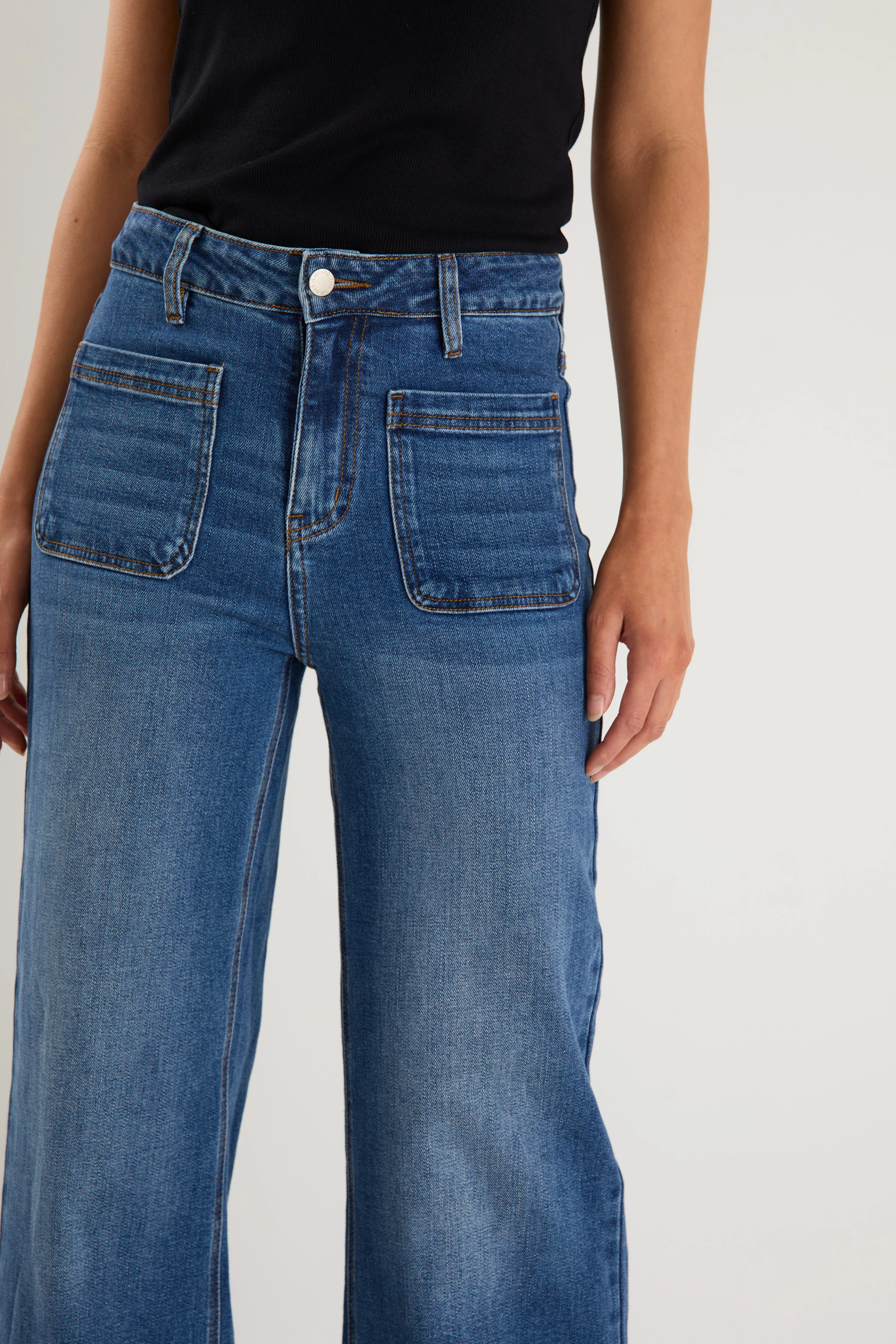 Zoey Marine Blue High Rise Wide Leg Pocket Jean - Image 5