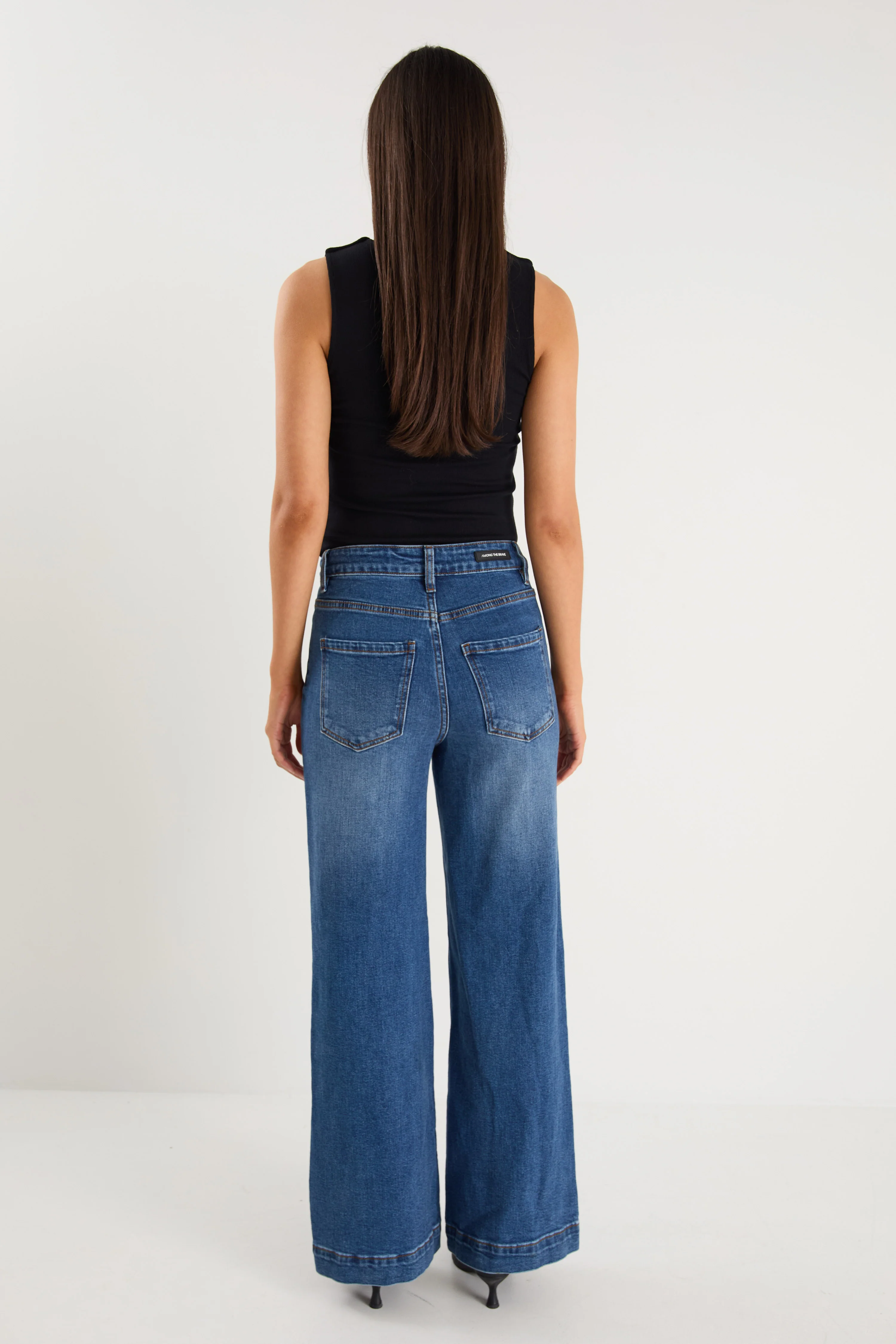 Zoey Marine Blue High Rise Wide Leg Pocket Jean - Image 7
