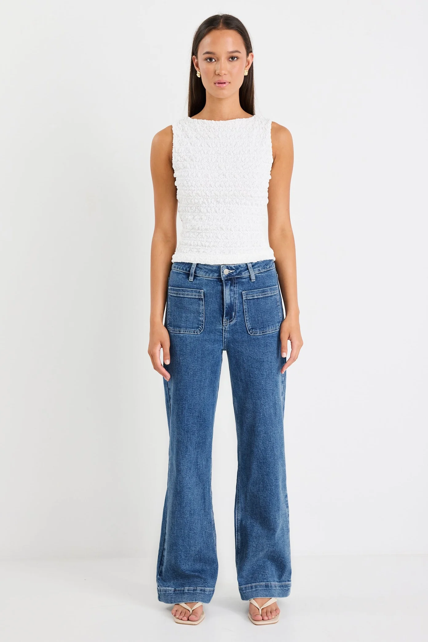 Zoey Mineral Blue High Rise Wide Leg Pocket Jean - Image 2