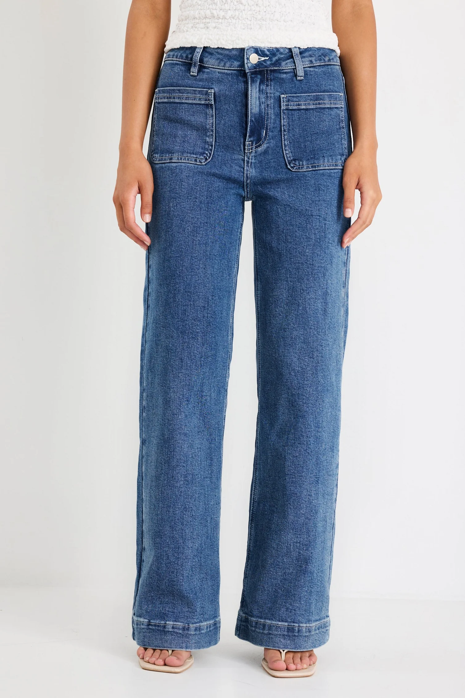 Zoey Mineral Blue High Rise Wide Leg Pocket Jean - Image 3